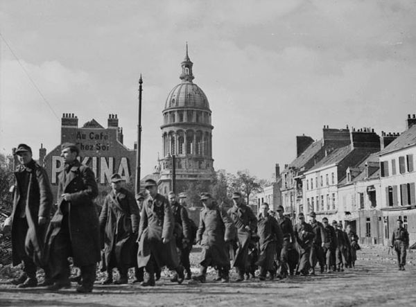 German prisoners marching through Boulogne shortly after its capture, September 22, 1944