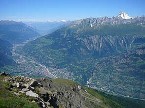 View of the Rhone Valley with Brig-Glis and Naters