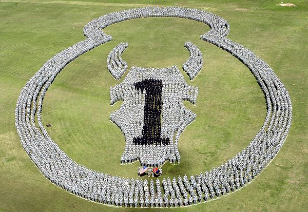 Over 4,000 members of the 1st BCT, 34th Infantry Division, in a special formation for a farewell ceremony.