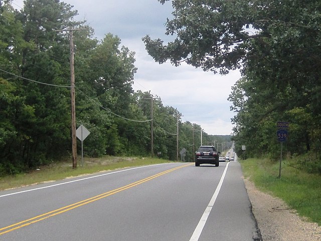 CR 539 southbound in Manchester Township within the Pine Barrens