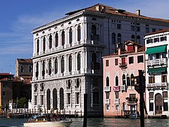 View of the Palazzo Corner and the Palazzo Barbarigo Minotto. The pink building in the middle is the Palazzo Barbarigo Minotto. Ca Corner.JPG