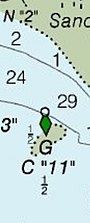 Same Green can #11, on a NOAA nautical chart.