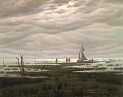 Caspar David Friedrich: Flat Landscape on the Bay of Greifswald (Seascape, Evening on the Baltic Sea), ca. 1830-1834