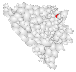 Location of Čelić within Bosnia and Herzegovina.