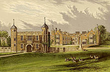 Charlecote Park circa 1880, the former seat of the Cameron-Ramsay-Fairfax-Lucy family Charlecote Morris edited.jpg