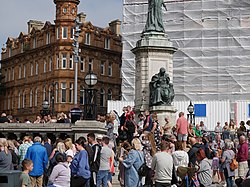 Crowds gather in front of Hull City Hall for the proclamation of Charles III as King