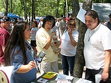 Arts and crafts booths on the Cherokee Heritage Center grounds, Cherokee National Holiday, 2007 Cherokee national holiday2007.jpg