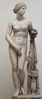 Afrodita de Cnido con el rostro en una vista de tres cuartos.