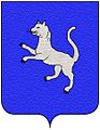 D'azzurro, al gatto d'argento, inferocito, armato di nero (famiglia Gattinara di Biella)