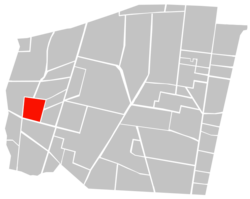 Localisation de Colonia San Juan (en rouge) dans l'arrondissement de Benito Juárez