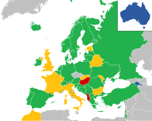 Um mapa colorido dos países da Europa