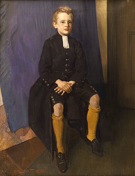 Lambert aged about eleven in the uniform of Christ's Hospital, painting by his father George Lambert