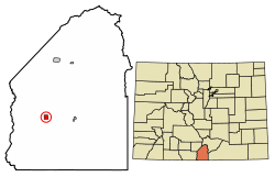 Posizione del CDP di San Acacio nella contea di Costilla, Colorado.