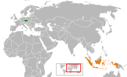 Chexiya va Indoneziyaning joylashgan joylarini ko'rsatuvchi xarita