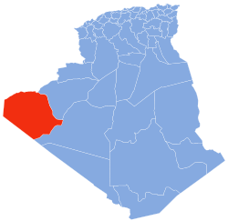 Map of Algeria highlighting Tindouf