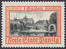 A 1938 stamp of Danzig Danzig 1 gulden Mi- 297.jpg