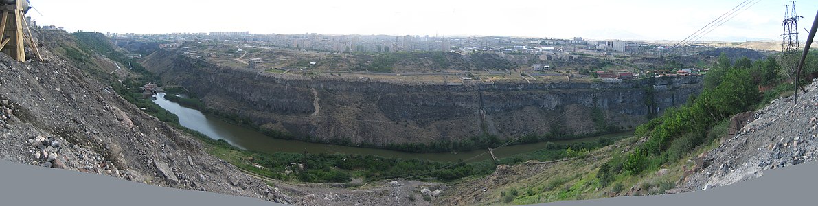A panorama of the Hrazdan River gorge and Davtashen from Arabkir, Yerevan