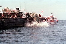 Retired M60 tanks being placed in the Gulf of Mexico in 1994 Decommissioned M60 Tanks Being Placed in Gulf of Mexico as Artificial Reefs, 1994.jpg