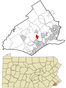 Delaware County Pennsylvania incorporated and unincorporated areas Rose Valley highlighted.svg
