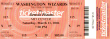 A U.S. basketball ticket from 2006 Detroit Pistons at Washington Wizards game ticket, March 11, 2006.png