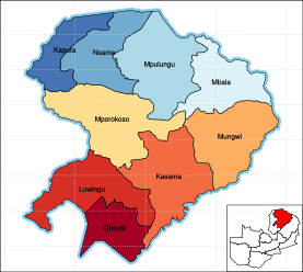 Map of the Northern Province showing its districts.