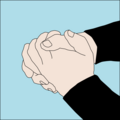 Hold på hinanden - Opretholde fysisk kontakt: Begge hænder foldet sammen.