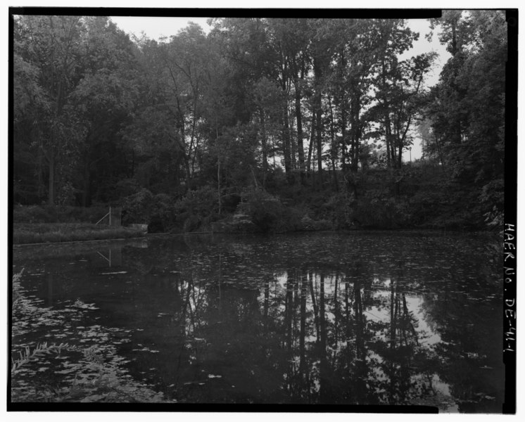 File:ENVIRONMENTAL VIEW OF SOUTHEAST PORTION OF LOWER POND AND SPILLWAY, LOOKING SOUTH - Whitman Estate, Lower Pond Spillway, Approx. .5 mile south of intersection of DE72 and HAER DEL,2-NEWCA,48-1.tif