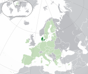 Mapa da Dinamarca na Europa