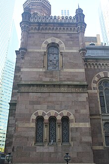 One of the synagogue's towers as seen from 55th Street E 55 St Oct 2023 08.jpg