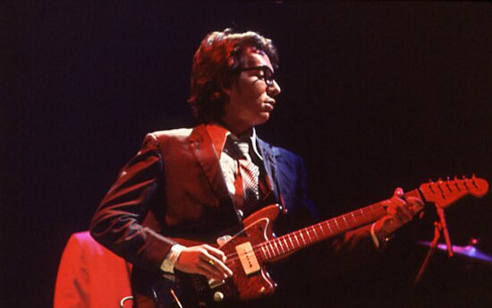 Elvis Costello playing his Jazzmaster at Massey Hall, Toronto in 1978