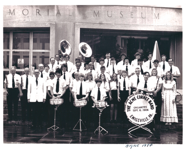 The Emigsville Band photographed at their performance on September 1, 1974 at the William Penn Memorial Museum in Harrisburg, Pennsylvania. Emigsville Band at the William Penn Memorial Musem in 1974.png