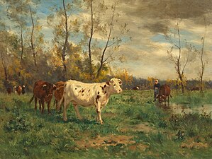 Paysage d’étang avec troupeau de vaches (Salon de 1892 ?).