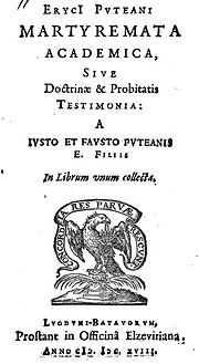 Miniatuur voor Bestand:Erycius Puteanus (1574-1646) Martyremata Academica.jpg