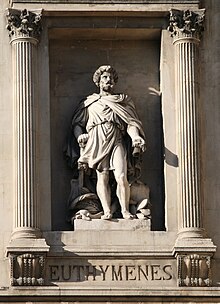 Auguste Ottinin tekemä Euthymenesta esittävä kuvitteellinen veistos. Palais de la Bourse, Marseille.