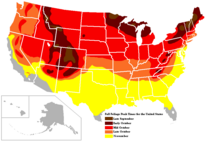 Fall foliage peak times in the United States FallFoliageMap2.PNG
