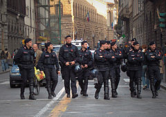Carabinieri at a demonstration in Florence