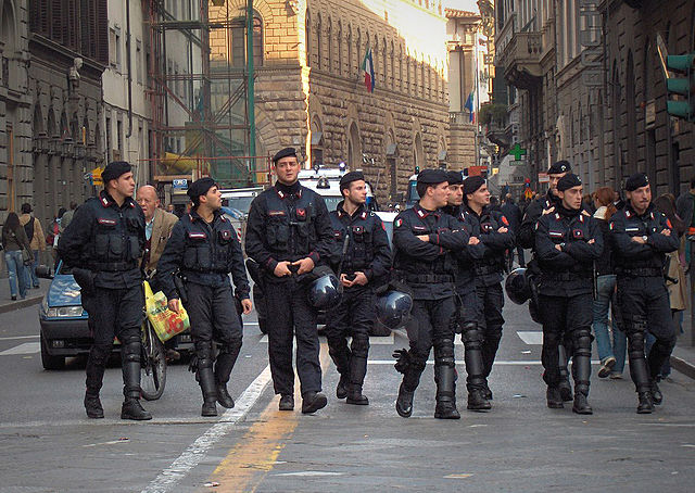 Members of Italy's Carabinieri on public order duties in Florence