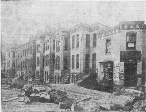 Houses on 1st Street NE which were razed to make way for the Tiber Creek tunnel in 1904