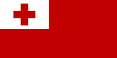 The flag of Tonga has a white canton bearing a red Greek cross couped.