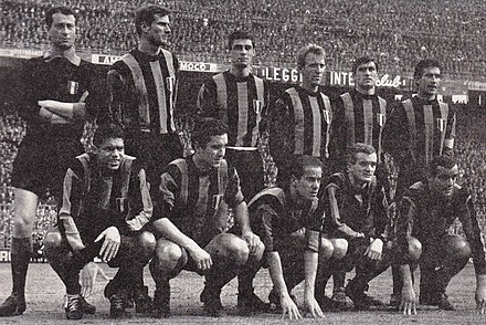 Mazzola (crouched, second from the right) with Grande Inter in the 1963–64 season