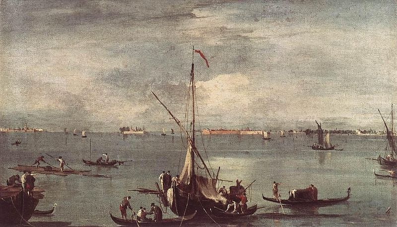 File:Francesco Guardi - The Lagoon with Boats, Gondolas, and Rafts - WGA10835.jpg