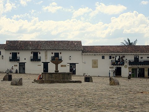 Villa de Leyva, Colombia plaza de armas. Spain impregnate its public square style in present-day Hispanic America.