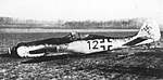 A Fw 190D-9 of 10./JG 54 Grunherz, pilot (Leutnant Theo Nibel), downed by a partridge which flew into the nose radiator near Brussels on 1 January 1945. Fw190D crashed1945.jpg