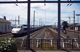 Blick auf ein Ende der Bahngleise.