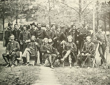 Union General Joseph Hooker (seated 2nd to right) and his staff, 1863