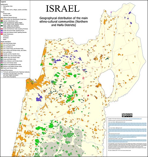 Geographical distribution of the main ethno-cultural communities Haifa and Northern districts