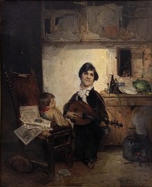 Sciancato che suona il mandolino (Il Cantastorie) 1852, olio su tela
