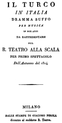 Couverture du livret - Milan, 1814