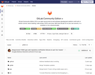 GitLab is a web-based DevOps lifecycle tool that provides a Git-repository manager providing wiki, issue-tracking and CI/CD pipeline features, using an open-source license, developed by GitLab Inc. The software was created by Ukrainians Dmitriy Zaporozhets and Valery Sizov, and is used by several large tech companies including Cisco, IBM, Sony, Jülich Research Center, NASA, Alibaba, Oracle, Invincea, O'Reilly Media, Leibniz-Rechenzentrum (LRZ), CERN, European XFEL, GNOME Foundation, Boeing, Autodata, NVIDIA, and SpaceX.