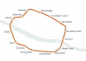 Mappa della metropolitana di Glasgow SPT.svg